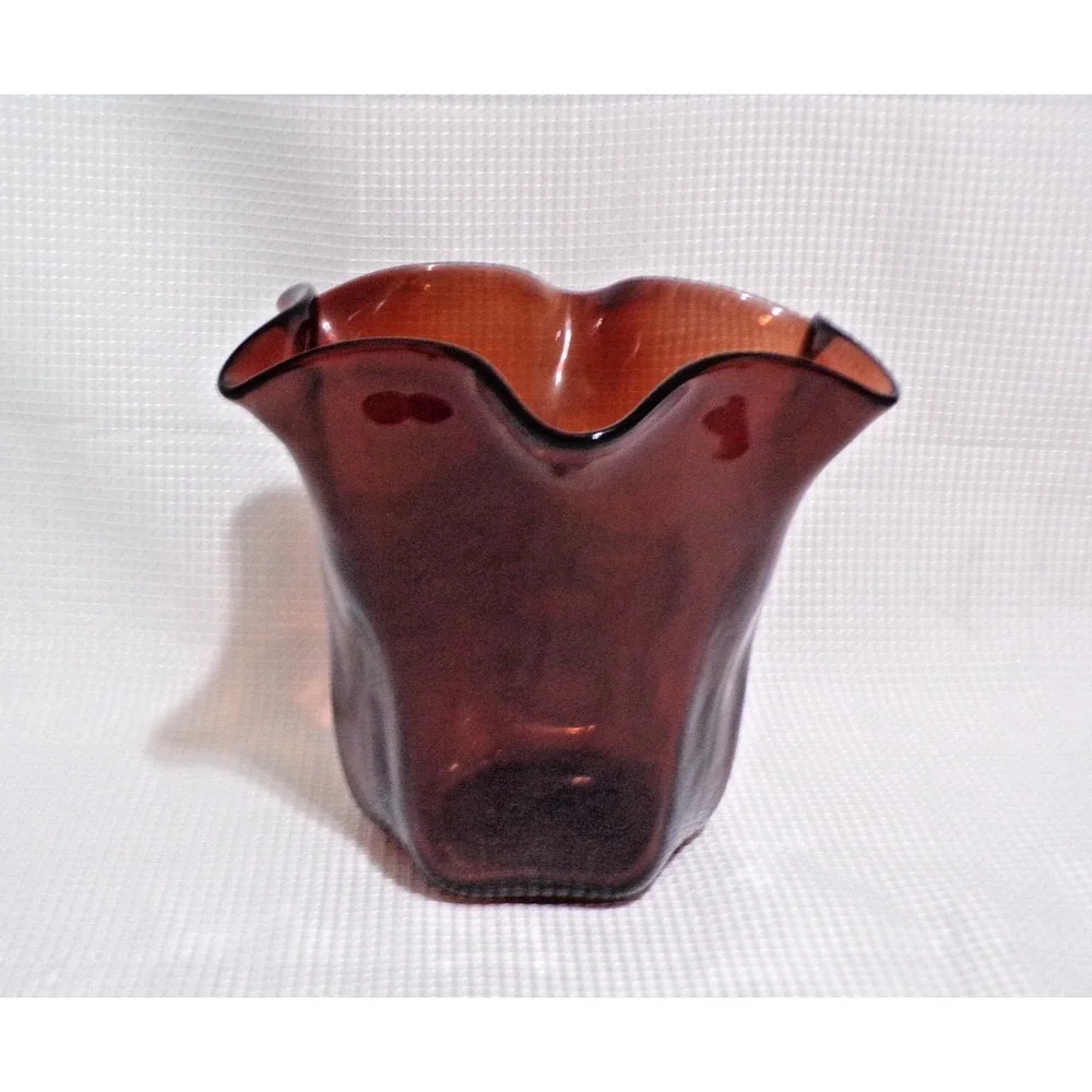 Glass Champagne Vase‎ Bucket Redish Brown Ruffle Folded Vase 54 Fl Ounces